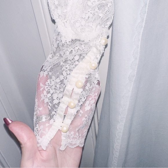 Vintage Gunne Sax Era Lace Long Sleeve Boho Bohemian Maxi Dress Cottagecore - Picture 11 of 11